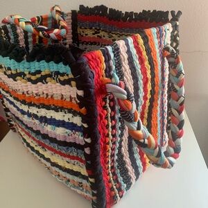 Beautiful Boho Large Rag Rug Storage Basket/Tote